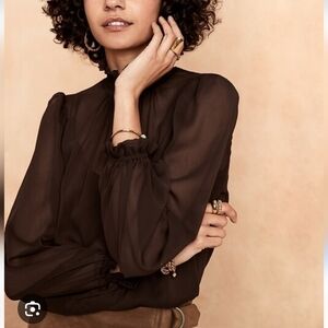 Banana Republic Brown sheer long sleeve blouse SIZE M